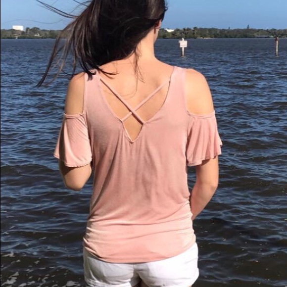 Hummingbird - Crisscross Back Cold Shoulder Top - Picture 5 of 5